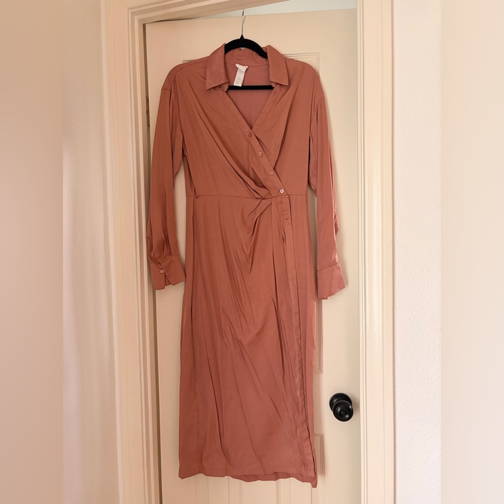 Elegant Dusty Rose Wrap Dress